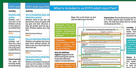 EYFS Maths: Finds One More or One Less Using Objects Adult Input Planning and Resource Pack Overview