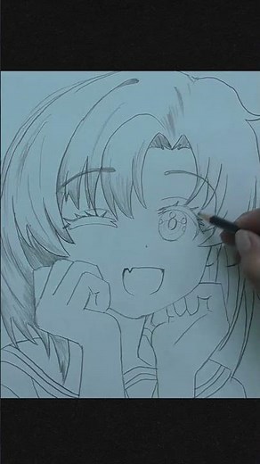 How to draw cute anime girl with mischievous eyes || Easy sketch ideas #Shorts