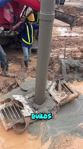 Concrete is pumped deep into the ground to form strong foundation piles. #ConstructionLife #FoundationWork #EngineeringPower #fblifestyle | Taylor’s on Toft