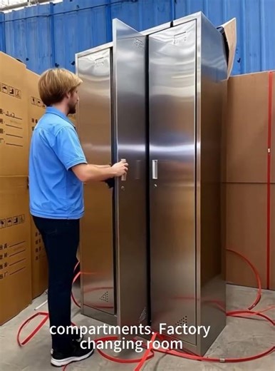 Type 201 Stainless Steel 3-Door Locker for Factory Workers | Industrial Employee Storage Cabinet