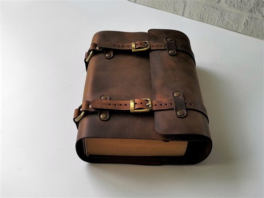 Personalized Handmade Leather Bible Cover - Custom Size in Vintage Crazy Horse Leather - Etsy