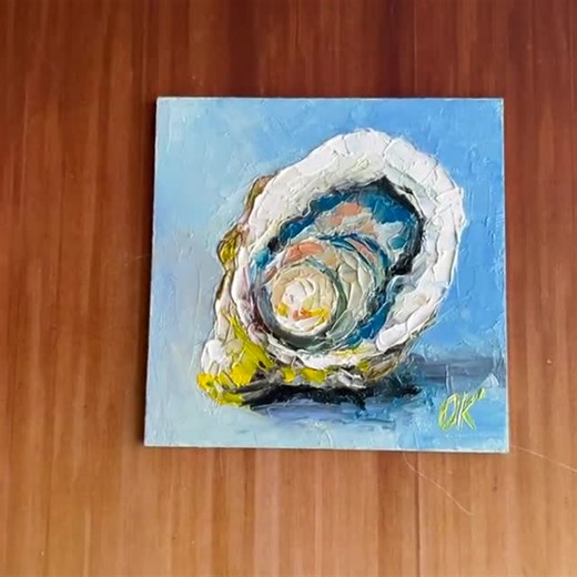 Small Oyster Painting, Original Impasto Art on Board With Frame, Textured Seashell Wall Decor - Etsy