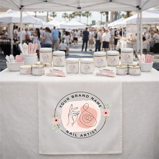 Custom Logo Table Runner for Small Business Booth, Personalized Vendor Table Cover for Nail Artist Branding, Craft Fair Market Display Decor - Etsy
