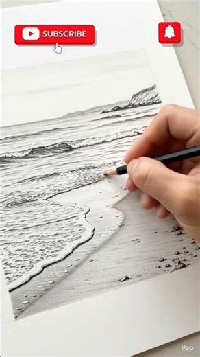 How to Draw a Realistic Beach Scenery ✏️ #Shorts #seabeach #drawing