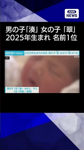【ニュース】2025年生まれ 子どもの名前ランキング 男の子は「湊」 女の子は「翠」が初の1位 #shorts
