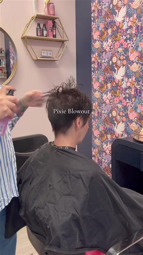 Biggest tip in styling a pixie: Expose the cowlick. Bam, instant modern pixie style. #hair #pixie #pixieblowout #blowout @Goldwell Professional