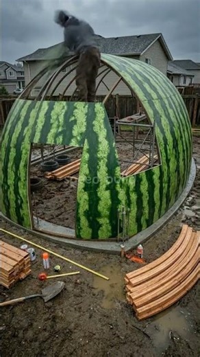 Nobody Noticed This Giant Watermelon Is Actually a Secret Bunker…
