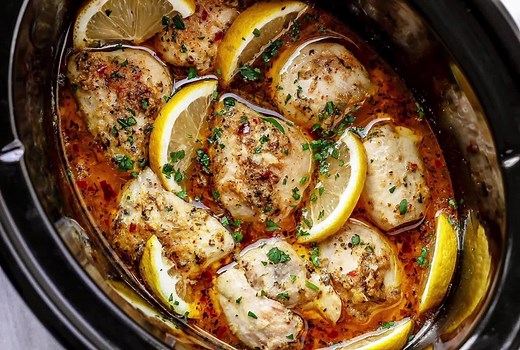 Crock Pot Lemon Garlic Butter Chicken instagram.com/gregsscratchkitchen INGREDIENTS LIST FOR THE CROCK POT LEMON GARLIC BUTTER CHICKEN Making this ASAP 6-8 boneless chicken thighs, skinless or with skin Salt and pepper, to taste 1 tablespoon garlic powder 1 tablespoon onion powder 1/2 teaspoon crushed red chili pepper flakes, or Cayenne (optional) 1/2 teaspoon paprika 4 garlic cloves, sliced or minced 1 teaspoon Italian seasoning 1/2 stick butter, diced Zest of half a lemon Juice of one lemon 1/
