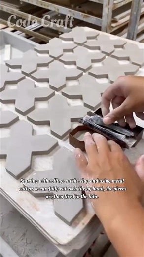 Hand Cut Octagram and Compass Tiles