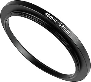 WIIYE 46mm to 52mm Step-Up Ring Adapter,46mm to 52mm Step Up Filter Ring,for All Brands UV ND CPL Metal Stepping Up Ring Adapter Filter (46mm to 52mm)