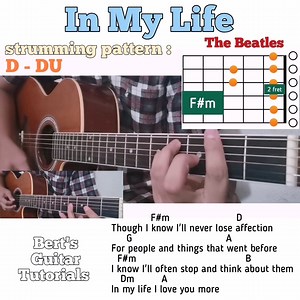 In My Life - The Beatles guitar chords w/ lyrics & strumming tutorial | Bert's Guitar Tutorials