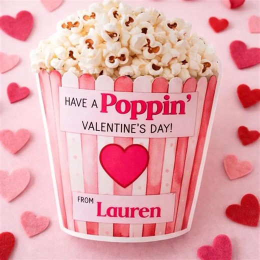 Personalized Digital Valentine Popcorn Stickers - Etsy