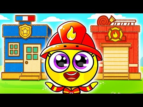 Learn Occupations in Cardboard World | FireGirl, DoctorGirl and PoliceGirl | Lamba Lamby Kids Songs