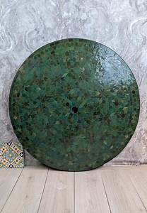 Umbrelle Handmade Moroccan Mosaic Table Top: Rustic Green Ceramic Patio Decor - Etsy Australia