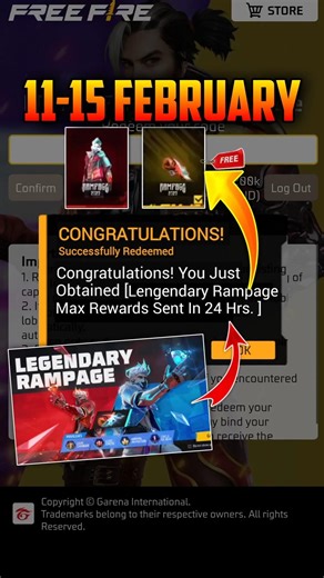 FREE FIRE REDEEM CODE | FF REDEEM CODE TODAY 11 FEBRUARY REDEEM CODE | TODAY REDEEM CODE FF | REDEEM