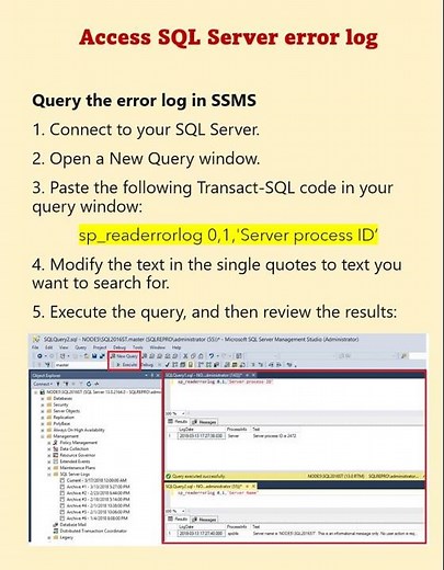 Access SQL Server Error Log #Short