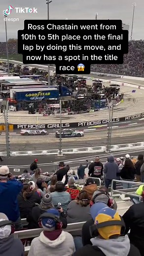 Ross Chastain went from 10th to 5th place on the final lap by doing this move, and now has a spot in the title race 😱 @dnew5476 #sports #cars #race
