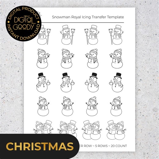 Snowman Royal Icing Transfer Sheets Printable Christmas Icing Template Bundle for Cookie Decorating Edible Sprinkles PDF Download - Etsy