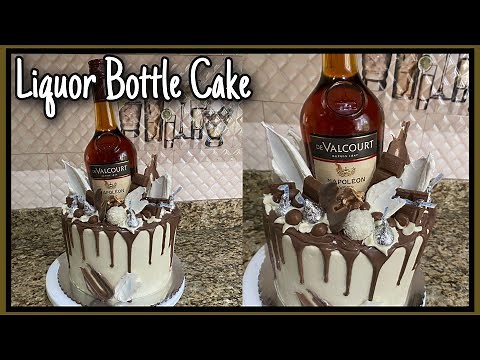Liquor Bottle Cake || How To Add a Bottle On Top Of a Cake || Golden Whisk Ja