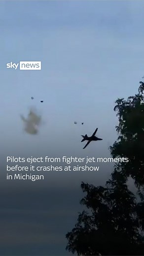 Footage shows the dramatic moment the two pilots are forced to eject as the aircraft plummets to the ground. #flight #pilot #aircraft | Sky News