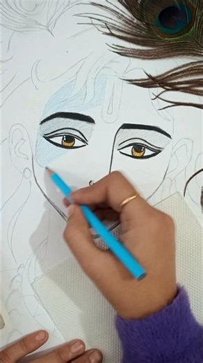 Cute krishna drawing/ Krishna eye makeup/ Krishna eye drawing