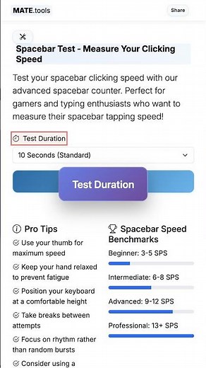 Spacebar Test - Measure Your Clicking Speed for FREE #Shorts