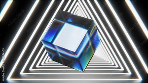 Glass cube non stop animation render