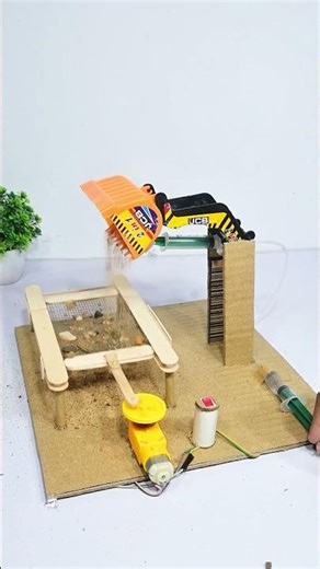 Diy sand sieving machine with cardboard #diy​ #shorts​ #schoolproject​