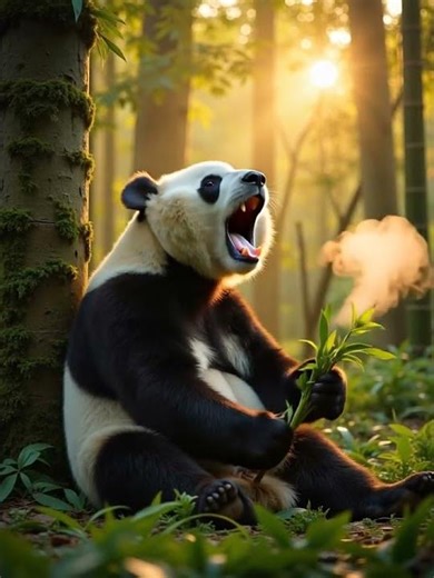 Cute Giant Panda Wakes Up & Eats Bamboo in China 🐼❤️