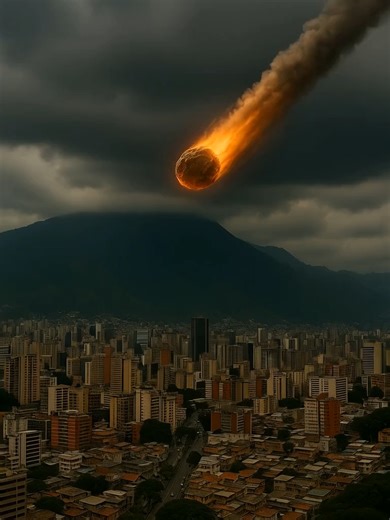 “2032 Warning: Asteroid 2024 YR4 Seen Over Caracas” A terrifyingly real glimpse into the future — this 6-second cinematic simulation shows asteroid 2024 YR4 streaking toward Caracas, Venezuela. Captured from a rooftop view, the city skyline and El Ávila tremble under the pressure as the fiery rock descends at full speed. With no music, no fantasy — just pure tension, shaking ground, and a sonic boom before the blackout. Based on current orbital predictions, YR4 could approach Earth in 2032. 🌍 A