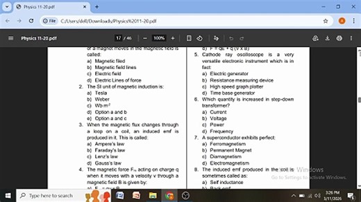 Electromagnetism mcqs part 1