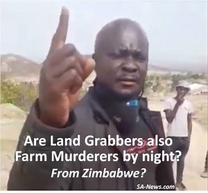 Land Grabber by Day and Farm Murderer by Night? Land Occupier (Zimbabwean?) Threatens Farmer They Will Come Kill Him at Night! We wonder how many farm murders would be solved if SAPS took all the land and farm occupiers' fingerprints, to compare with farm attack evidence? As we see in the video, which was taken in Nelspruit, the instigator of the farm occupiers, is very confident and it is clear from this instigator's threats, that there is a link between farm occupiers and farm attacks and murd