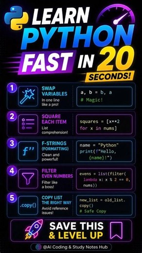 Learn Python Fast: 5 Python Tricks Every Beginner Must Know 🚀 #coding #shorts