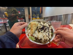 The Halal Guys - Beef Shwarma ,Yellow Rice,peppers and jalapeños covered in there secret sauce 😋POV