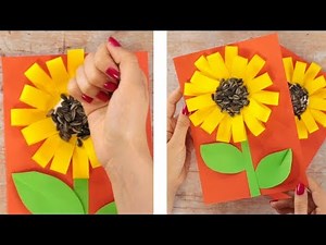 PAPER CRAFTS FOR KIDS - Paper Loops Sunflower Craft With Seeds