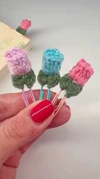 🌷 Süße Tulpen Clips häkeln 🌸 Perfekte Lesezeichen Idee 💡