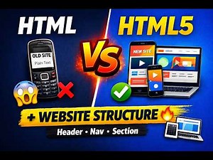 HTML vs HTML5 Explained 🔥 | HTML5 Structure Tutorial (Header, Nav, Section, Article, Footer)