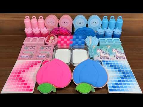 Slime mixing ASMR: Satisfying Pink vs Blue Glossy Slime Satisfying