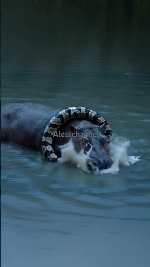 Hippo fighting with python #python #shorts