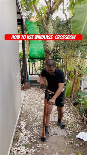 How to use a windlass crossbow: A medieval method of cocking the windlass on a crossbow. #crossbo...