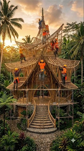 We Rebuilt a Poor Woman’s Broken Bamboo Hut Into a Stunning Three-Story Bamboo Villa