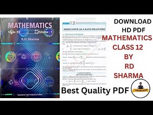 Maths by R. D. Sharma Class 12th With PDF Chapter 12 Derivative As A Rate Measurer