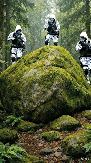 Evading the enemy and hiding in a secret room inside a bunker behind a rock.