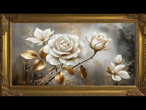 4k Gold Framed Vintage Art Screensaver 🌸 For Tv Display - Floral Painting 🖼️ Tv Artistry