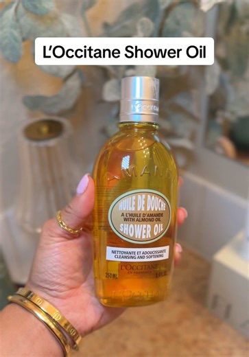 Warm almond scent, silky texture, oil-to-foam lather… this shower oil melts into your skin and leaves you SO soft. I get the hype now. ✨🤎 #showertok #showeroil #loccitane #bodywash #bodycare