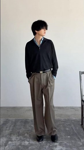 彼女に褒められた大人ブルーシャツコーデ。