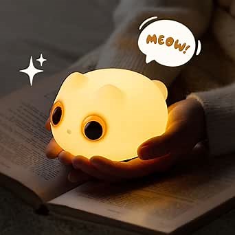 Cat Night Light for Kids - Soft Silicone, USB Rechargeable, Portable Nursery Lamp, Cute Room Decor, Ideal for Baby, Toddlers, and Cat Lovers, Perfect for Bedroom and Dorm