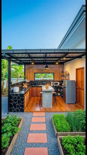 Watch this backyard completely transform into a kitchen #satisfying #construction #transformation