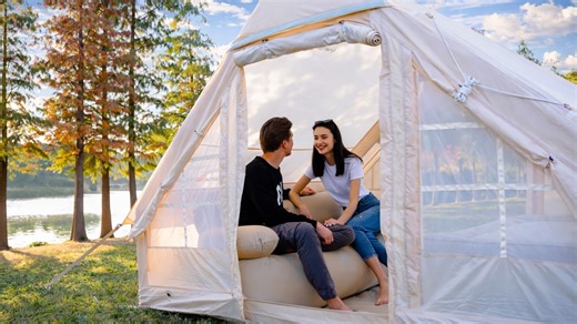 Inflatable tent designed for comfortable camping