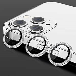 Camera Lens Protector, Anti Scratch Protection for iPhone 13 Pro/Max, Glitter Diamond Circle Ring, 6-Pack, Silver